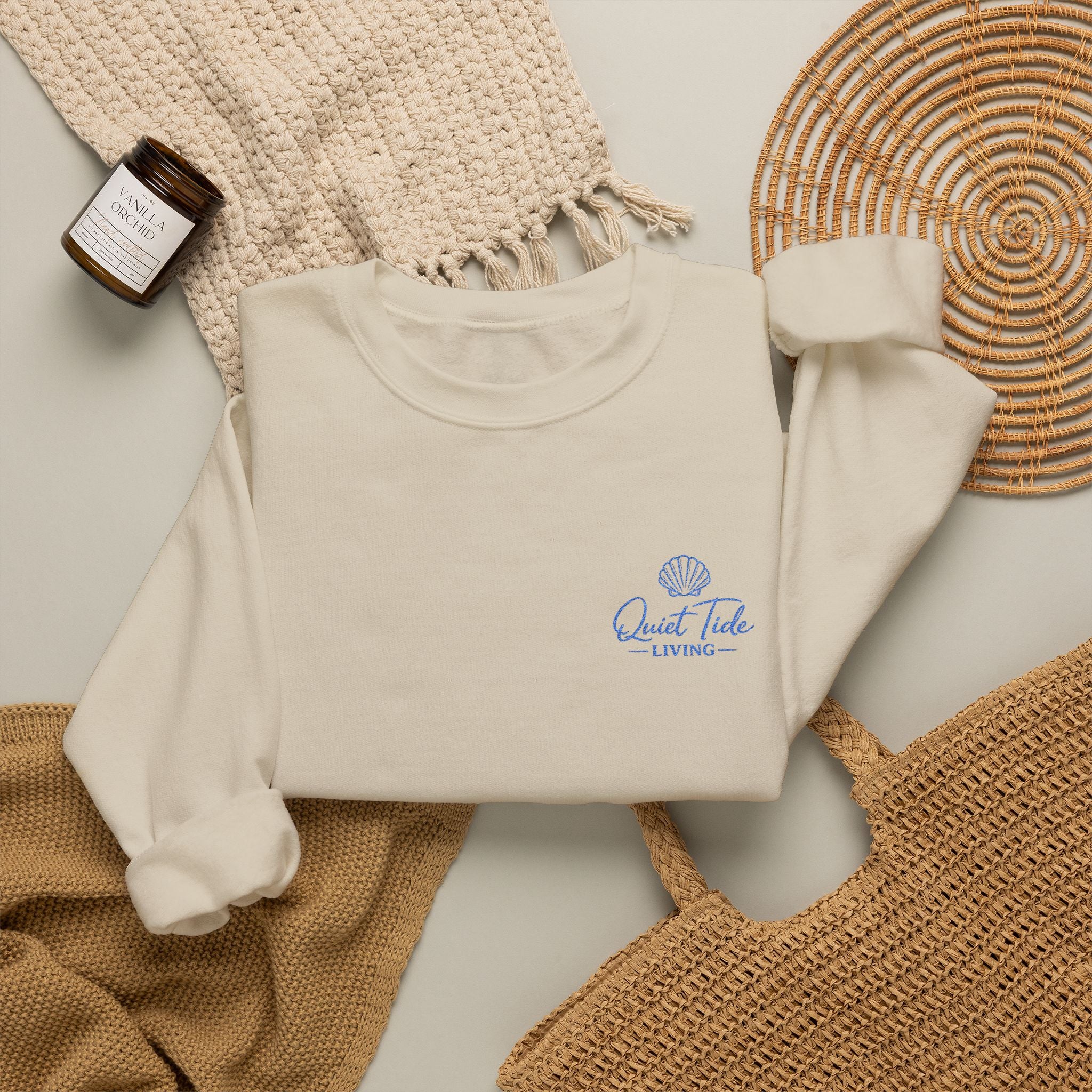 Quiet Tide Logo Crewneck Sweatshirt | Soft Coastal Living